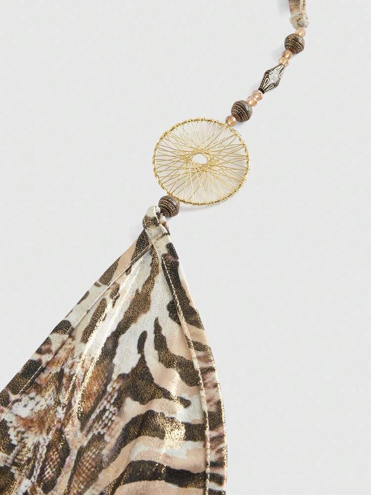 ROMWE Avant Women's Y2K Retro Sexy Leopard Print Metallic Decor Bodysuit